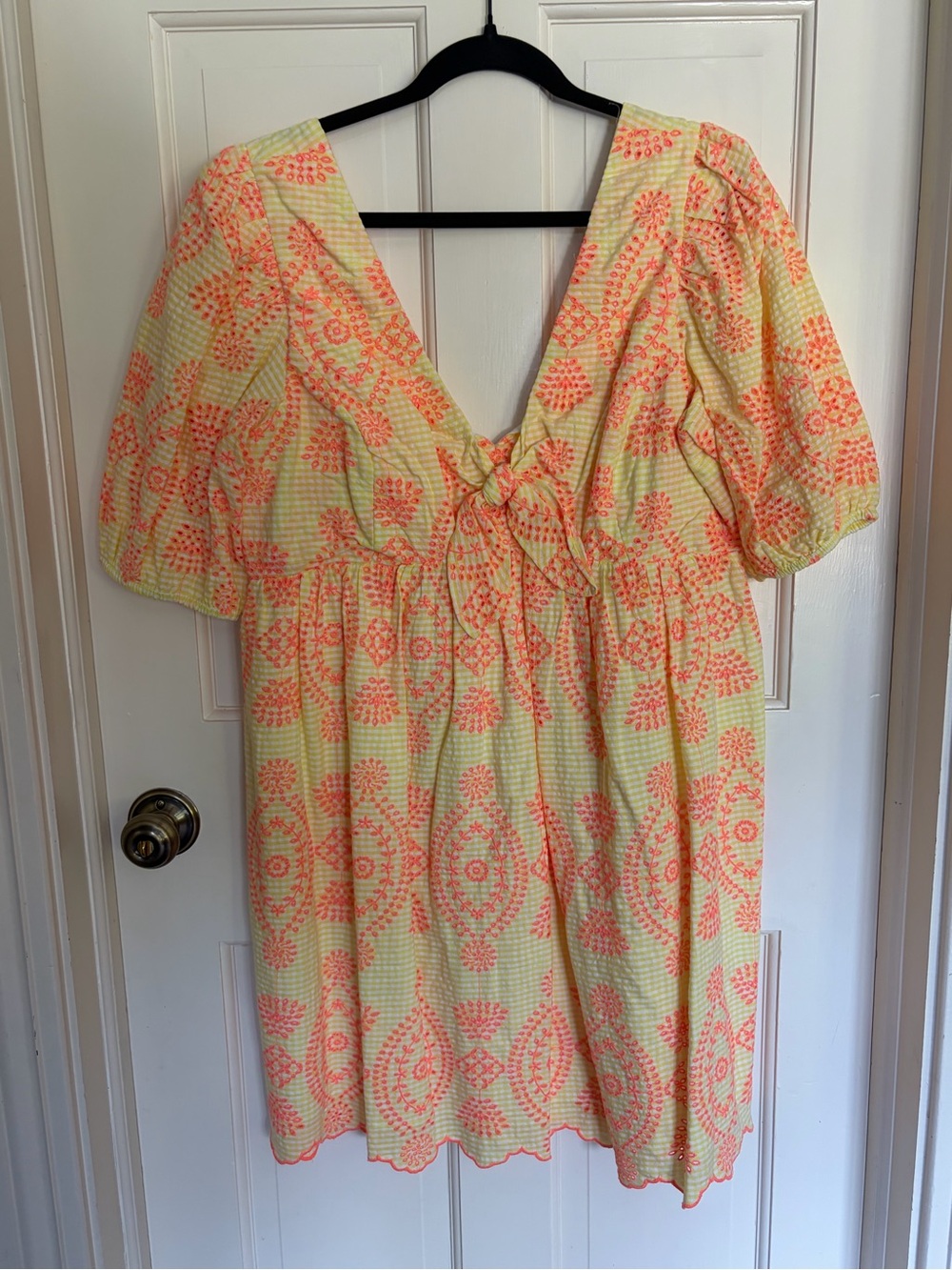 Lilly Pulitzer Yellow and Coral Floral Tie-Front Mini Dress